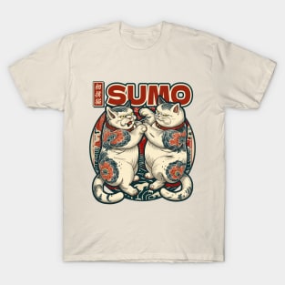 Japanese Sumo Wrestling Cats T-Shirt